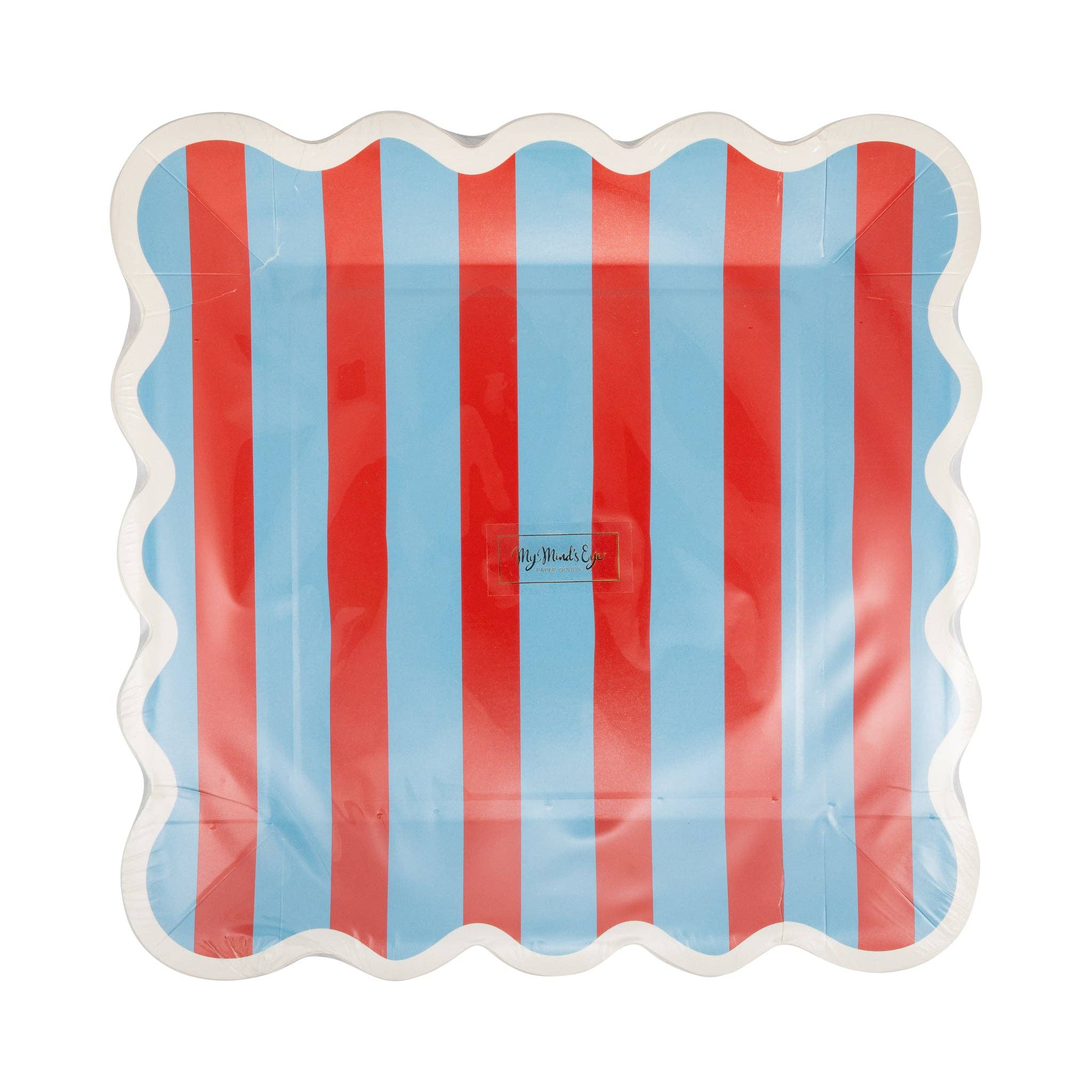 Blue & Red Striped Paper Plate - 9"