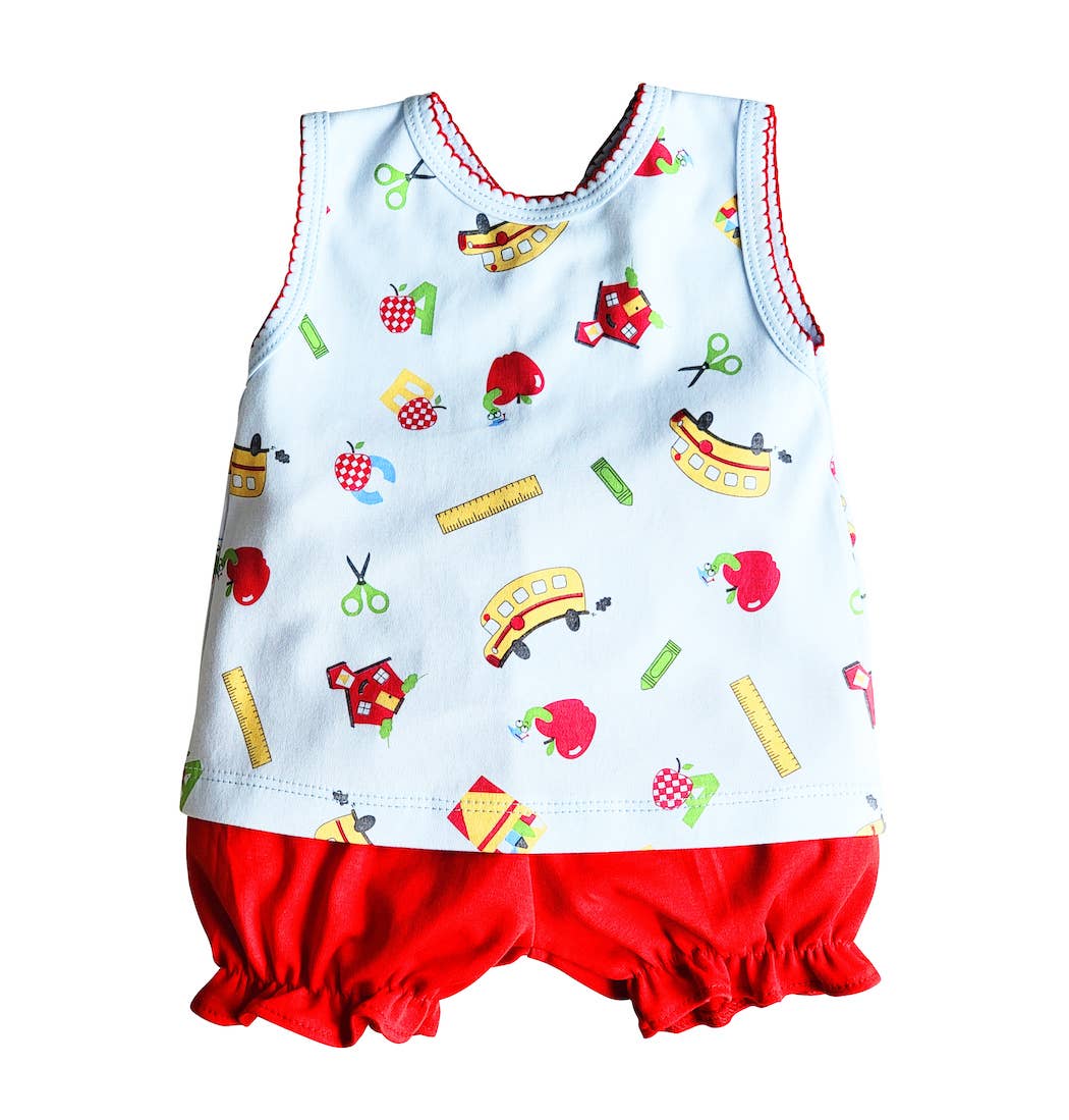 Back To school girl Diaper set Pima Cotton