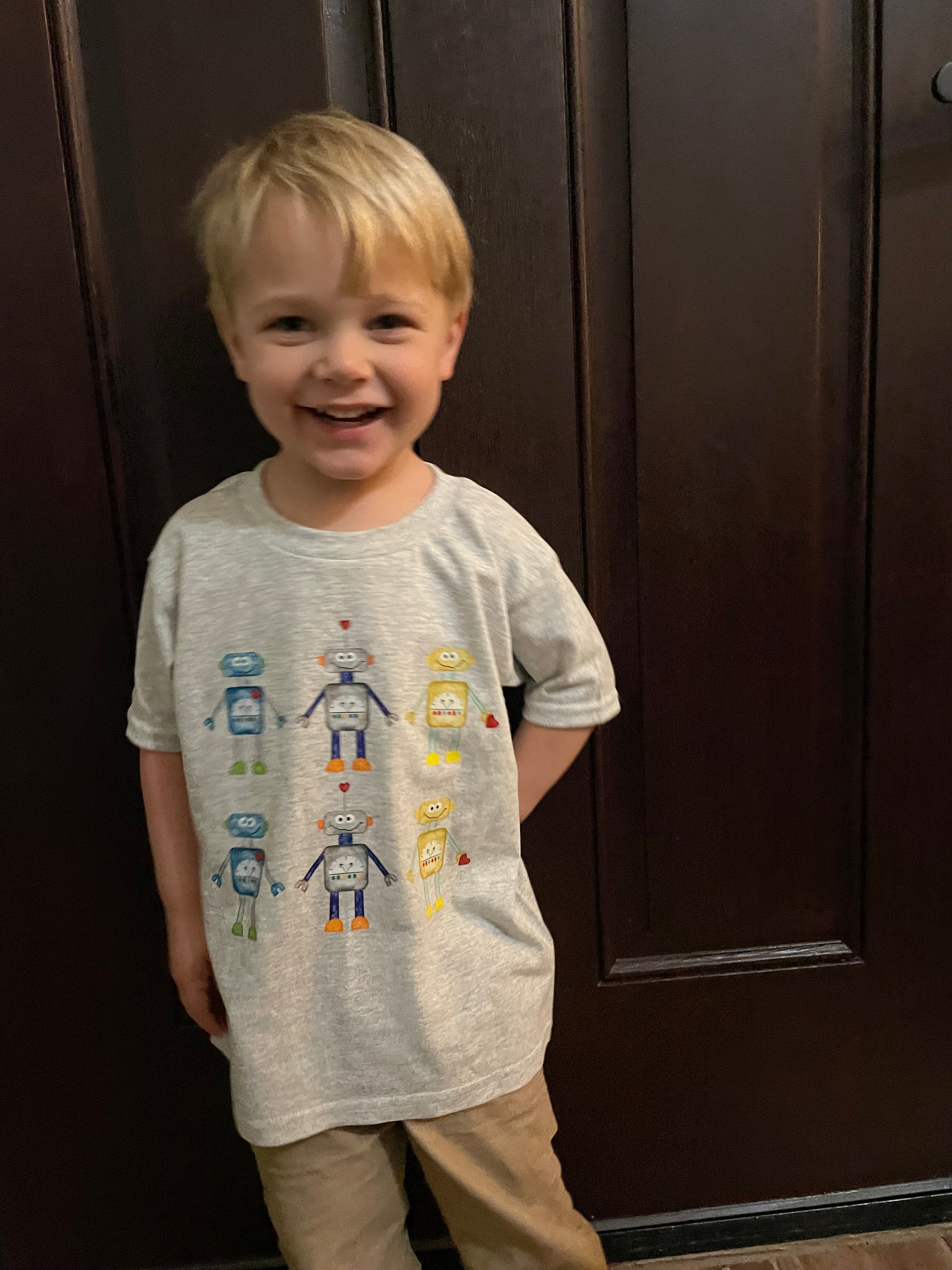2T Robot Shirt Transfer White