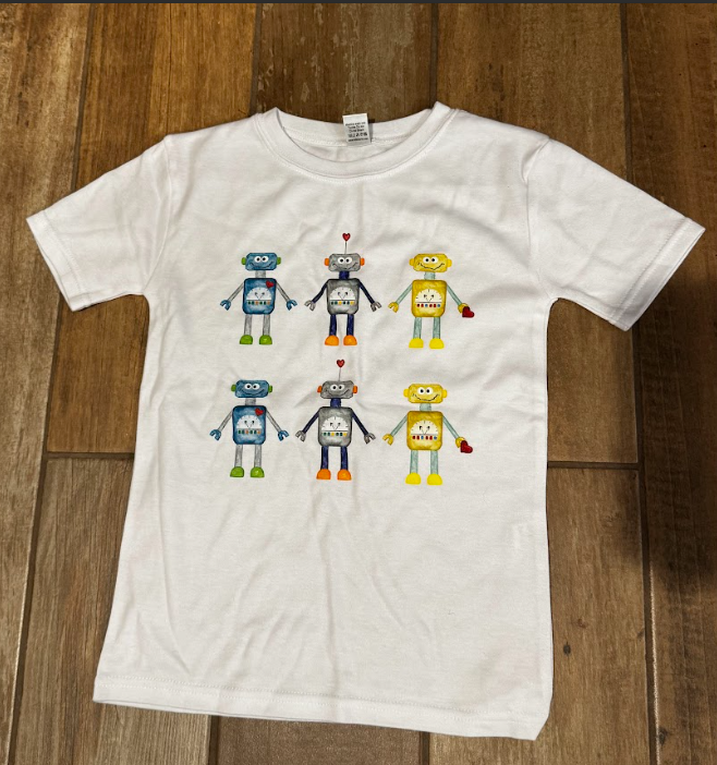 5T Robot Shirt Transfer White