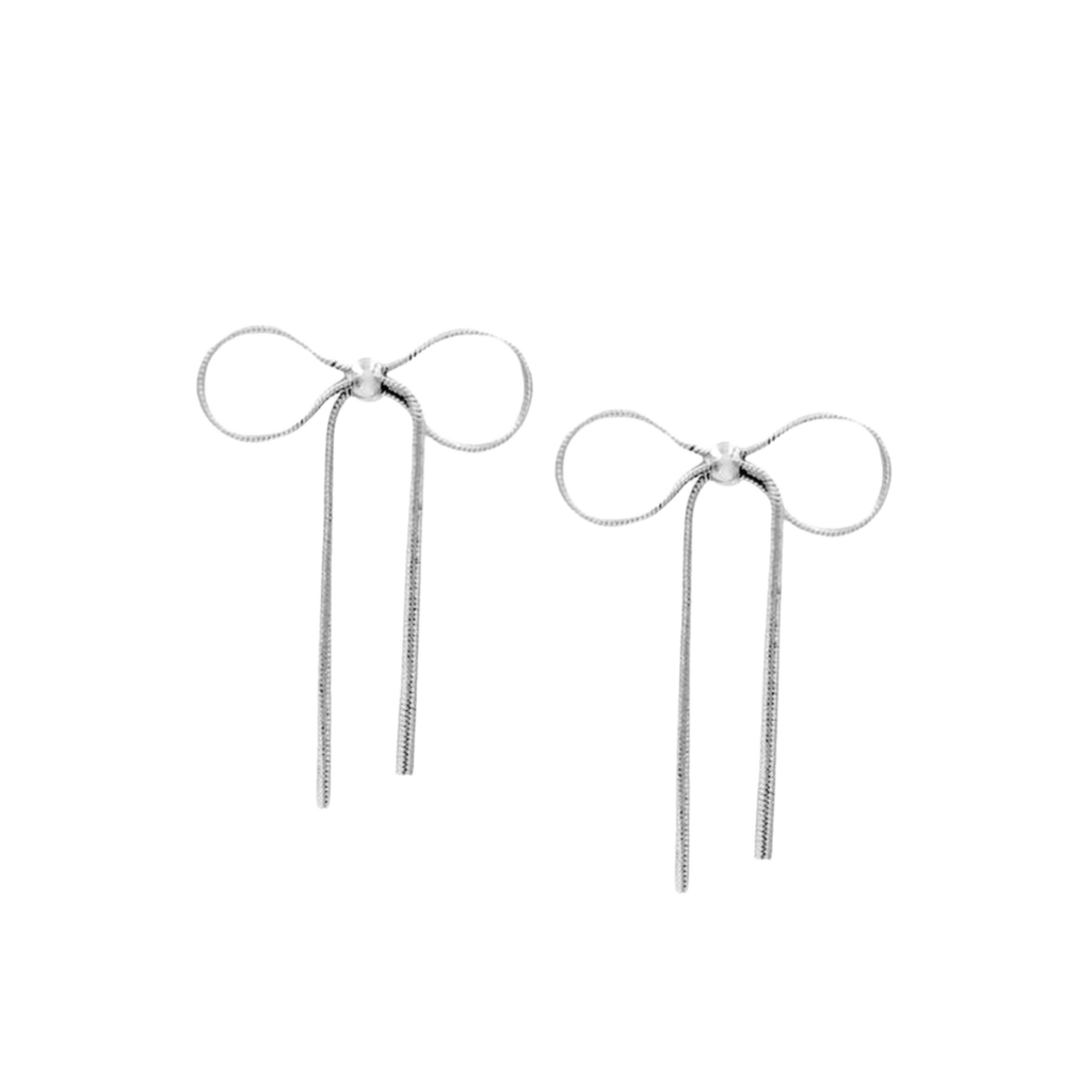 Snake Chain Bow Ribbon Earrings