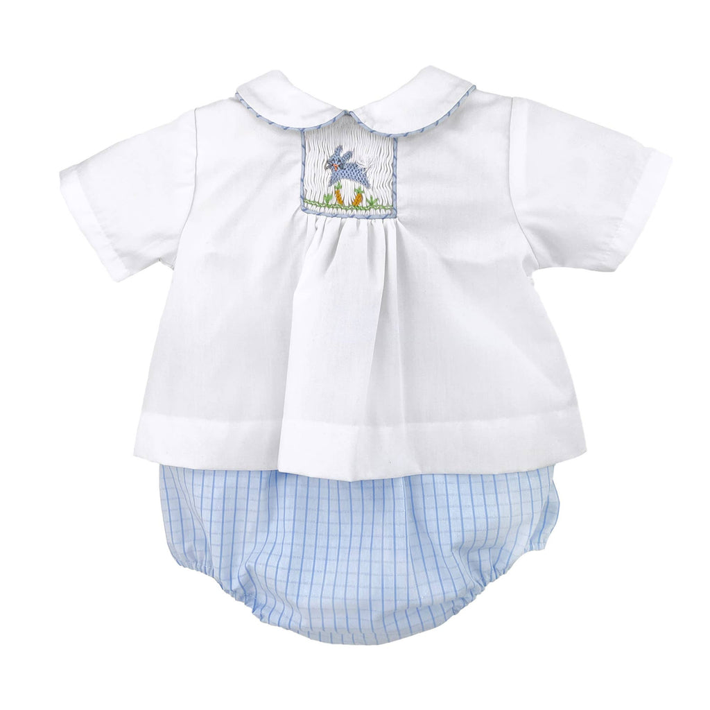 Diaper Set with Blue Easter Bunny Smocked Insert