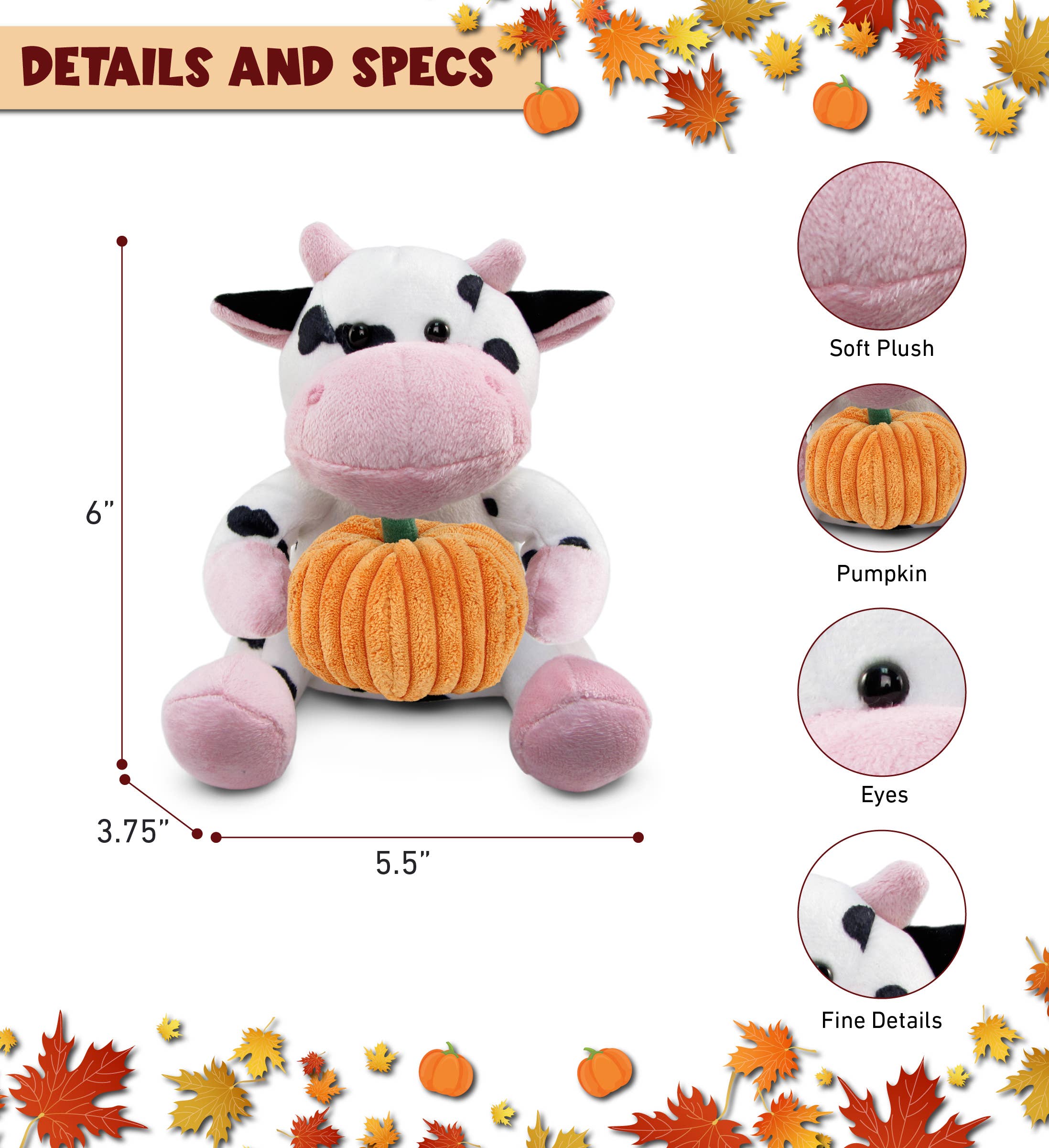 Plush Pumpkin - 6" Plush - Cow