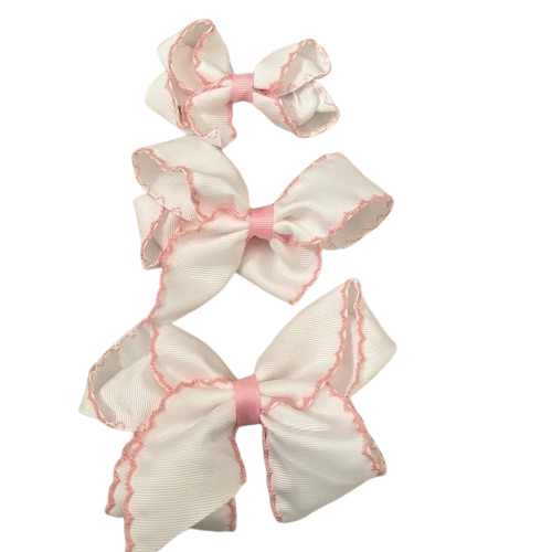 Classic Grosgrain Moonstitch Hair Bow - Large