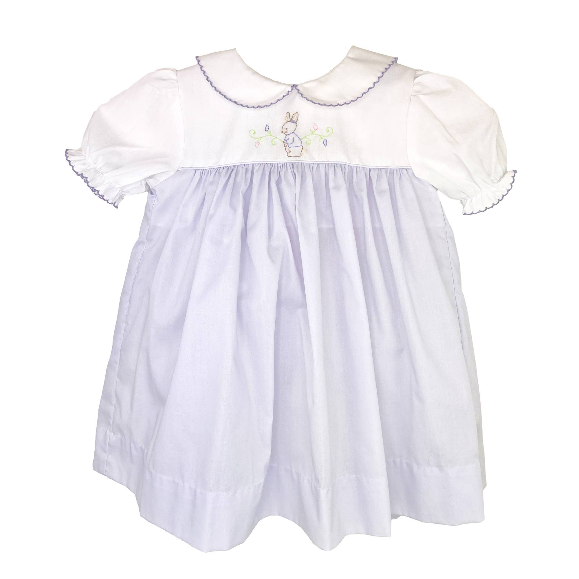 Shadow Stitch Embroidered Easter Bunny Dress