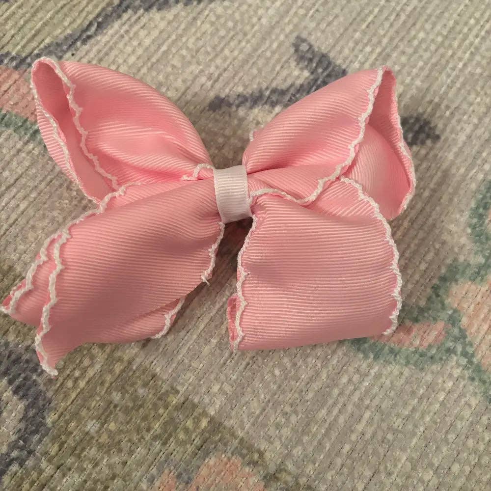 Classic Grosgrain Moonstitch Hair Bow - Large