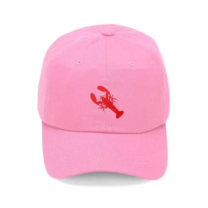 Coastal Lobster Embroidered Baseball Cap Beach Vacation Hat #M190VL-LOBWT