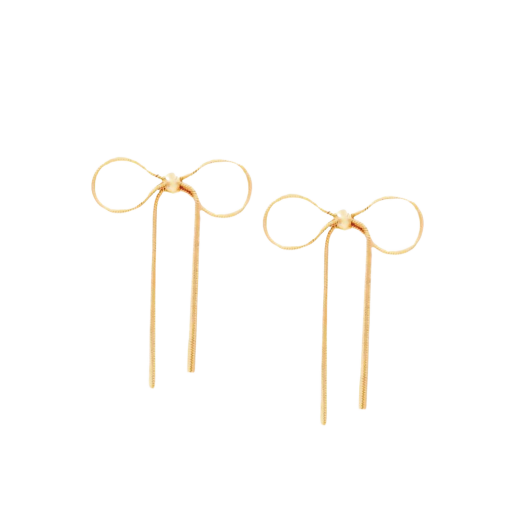 Snake Chain Bow Ribbon Earrings