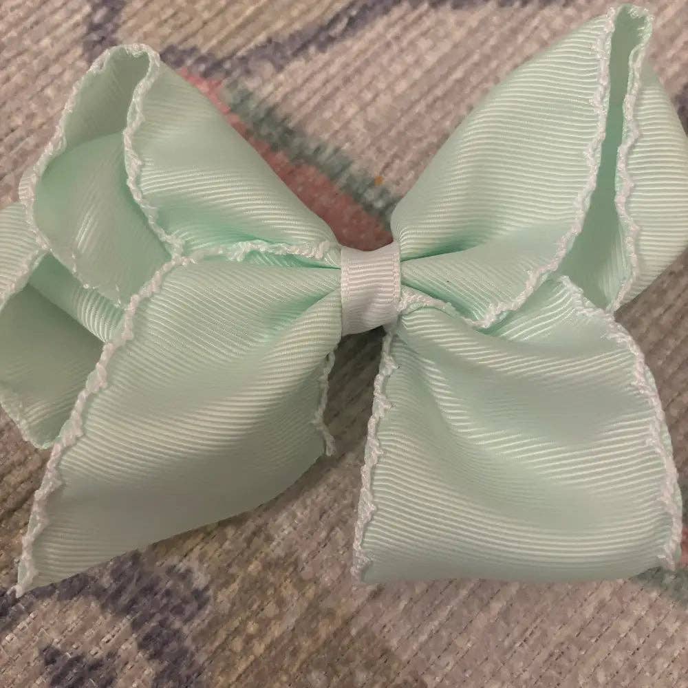 Classic Grosgrain Moonstitch Hair Bow - Large