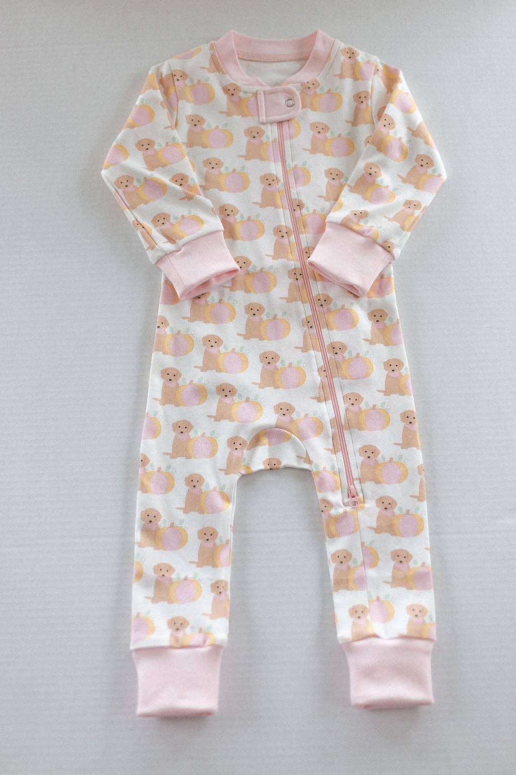 Pink Pumpkin Puppy Organic Cotton Zip Pajamas