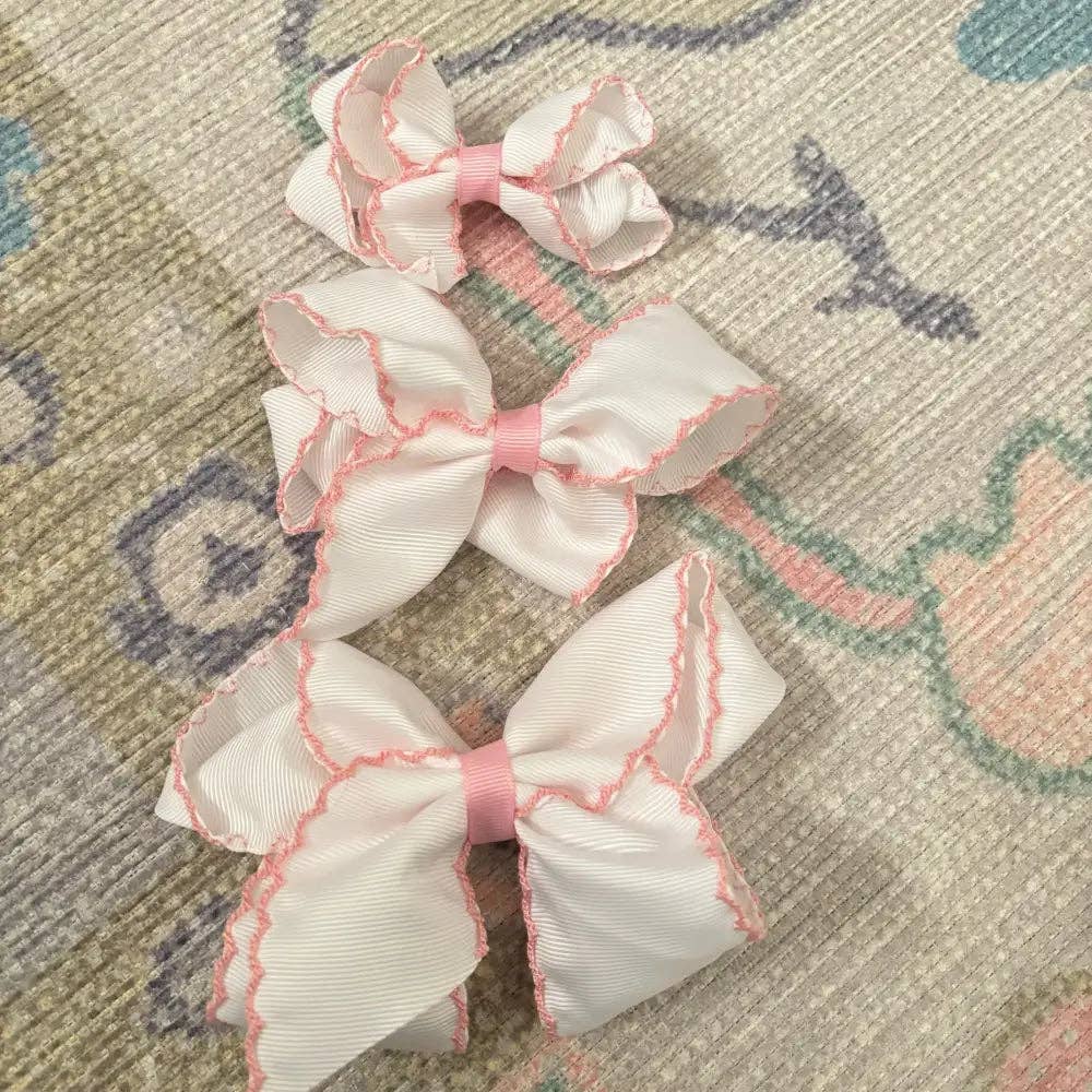 Classic Grosgrain Moonstitch Hair Bow - Large