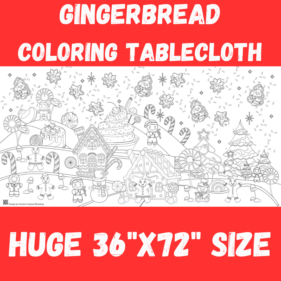 Gingerbread Christmas Coloring Tablecloth