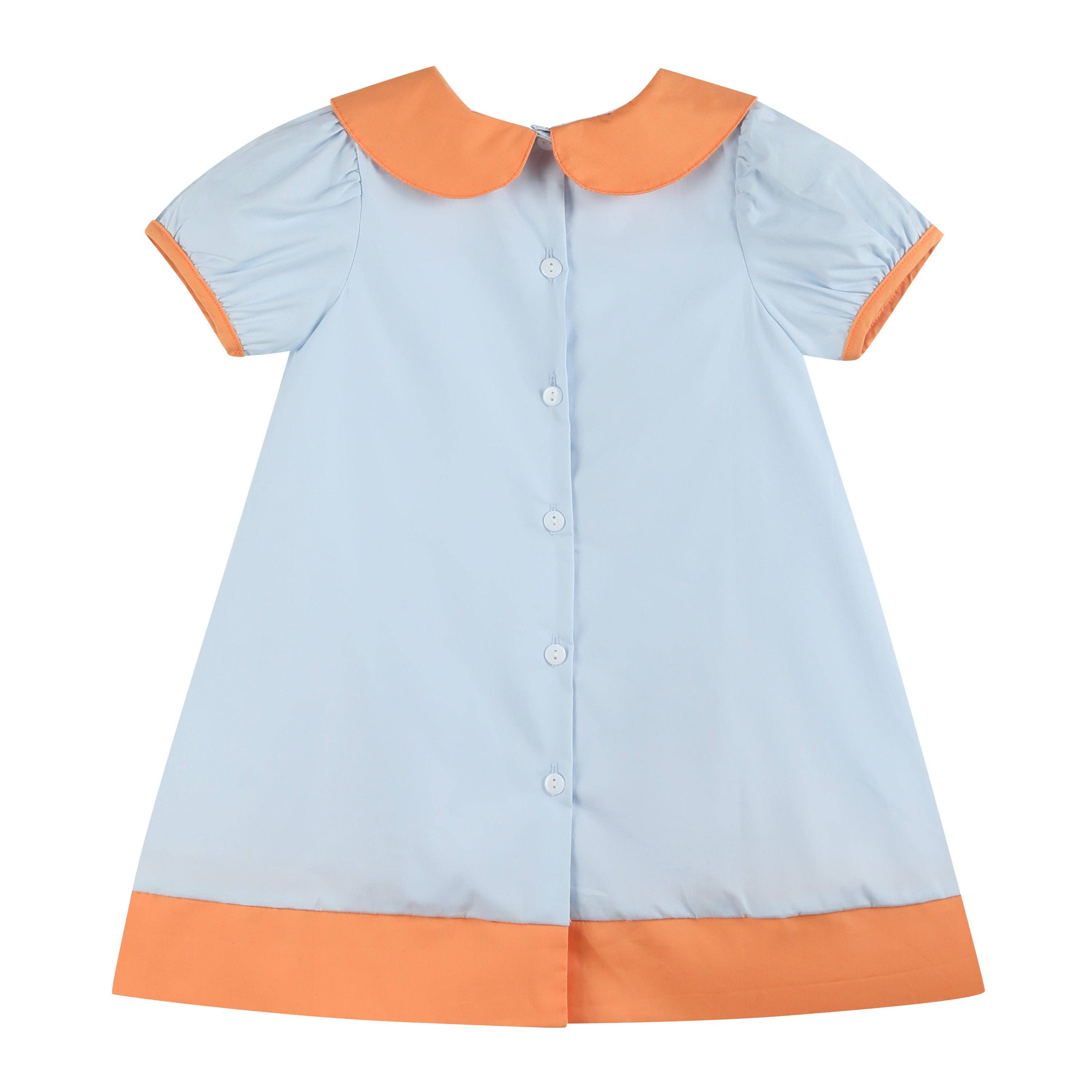 Light Blue Pumpkin Applique Collared Dress