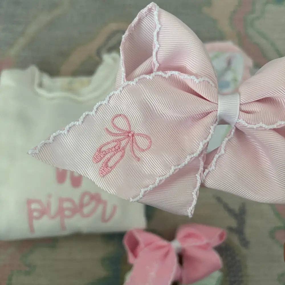 Classic Grosgrain Moonstitch Hair Bow - Large
