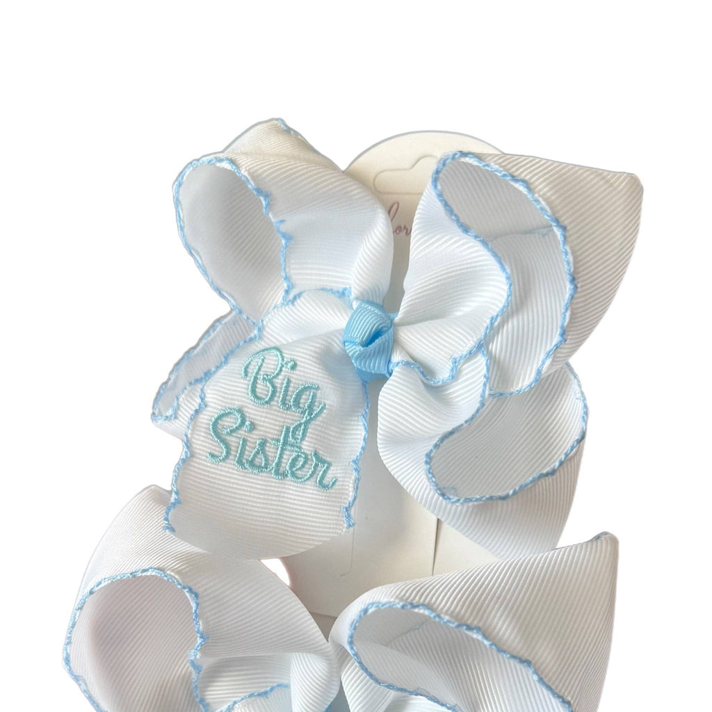 Big Sister Embroidered Moonstitch Hair Bow