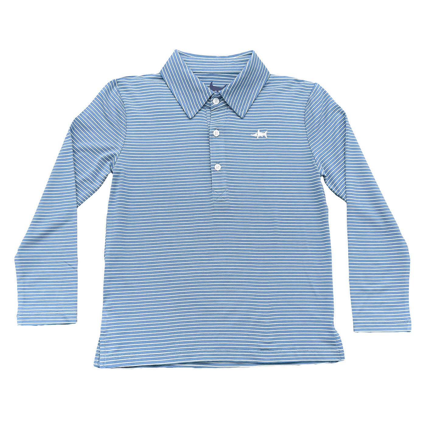 Banks Boys Performance LS Polo Blue/White Stripe 