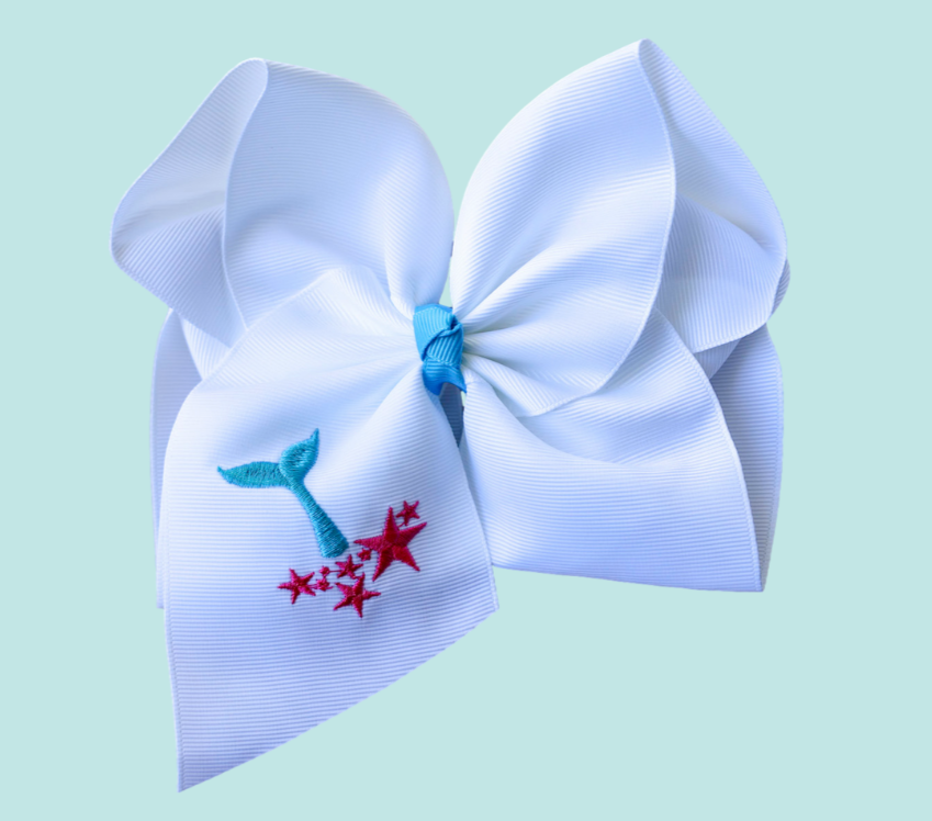 Mermaid Embroidered Bow
