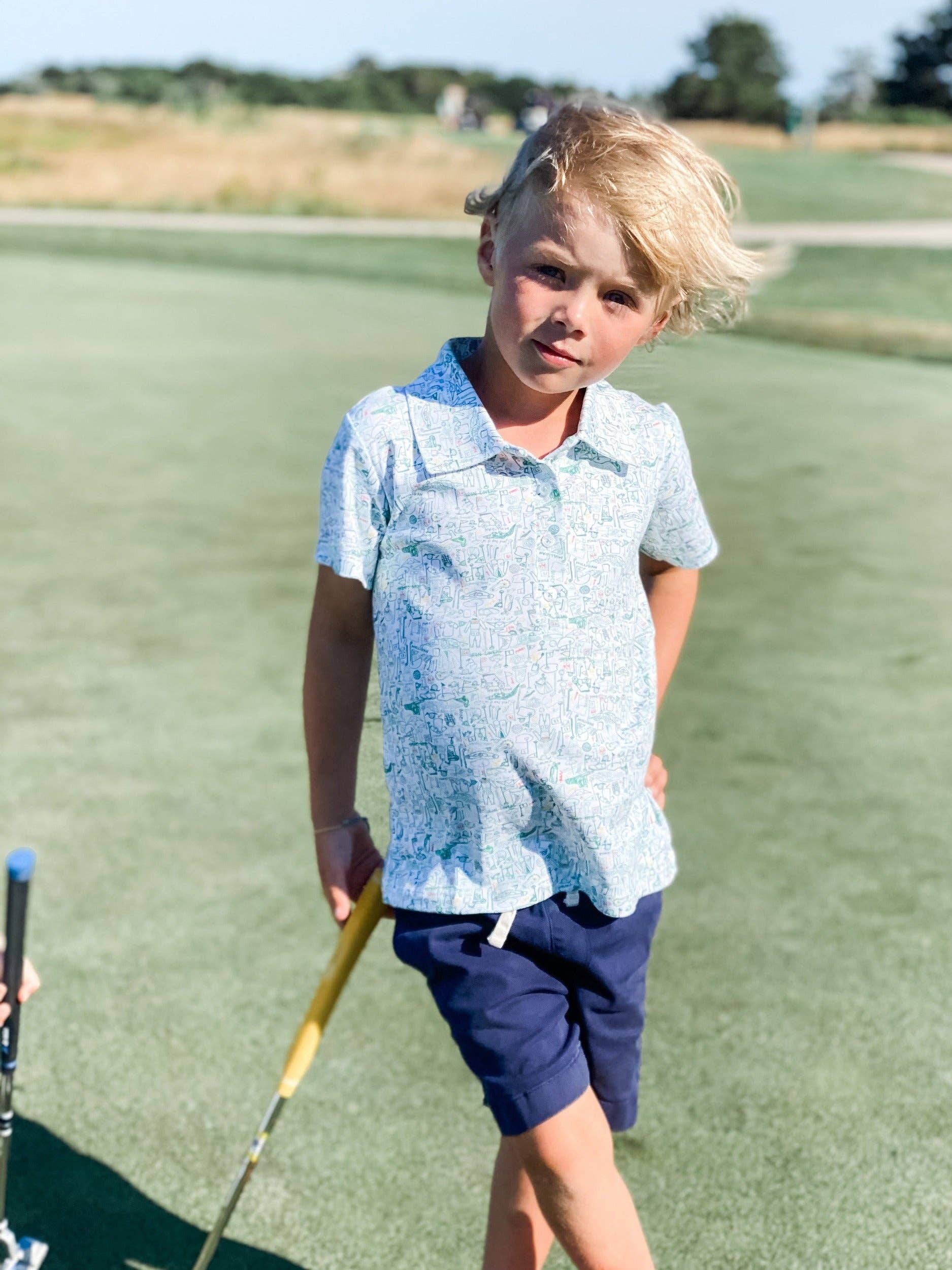 Kids Golf Print Polo Shirt