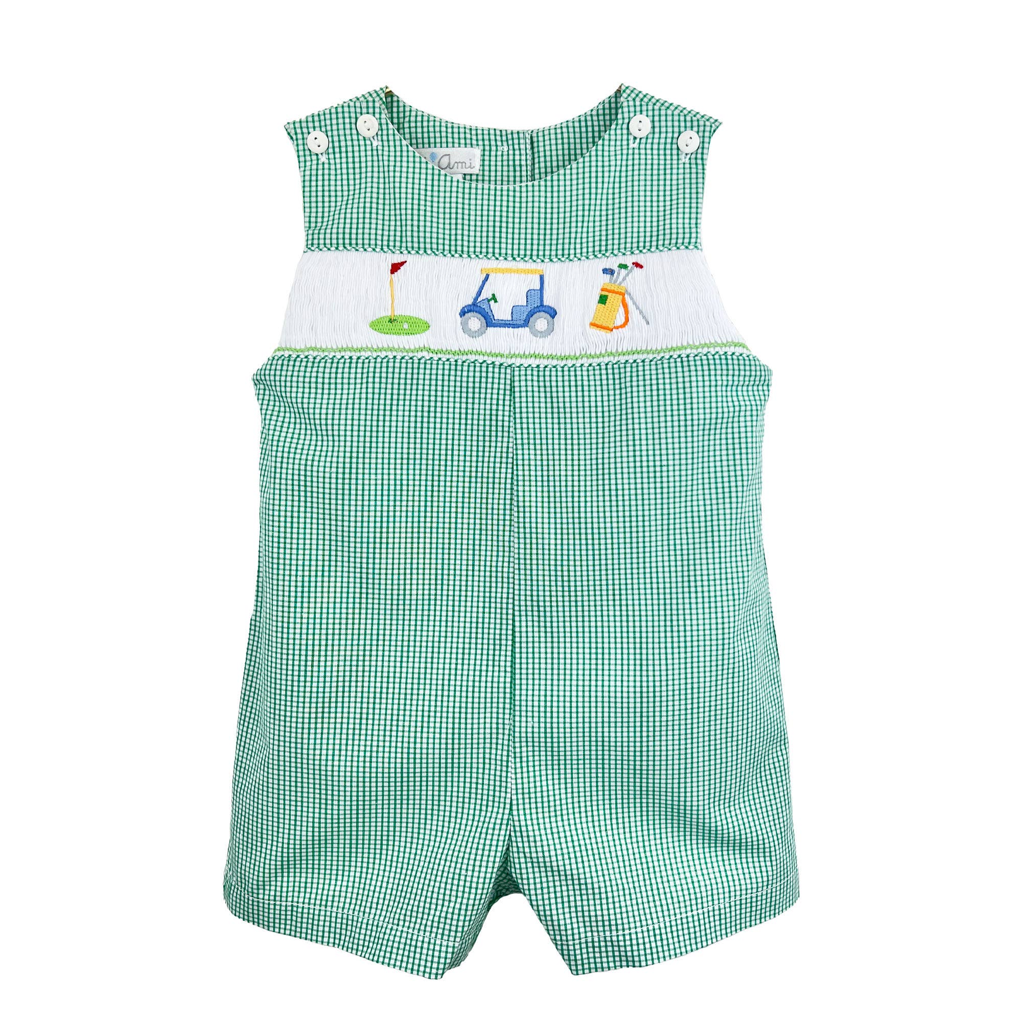 Sunsuit with Golf Themed Picture Smocking