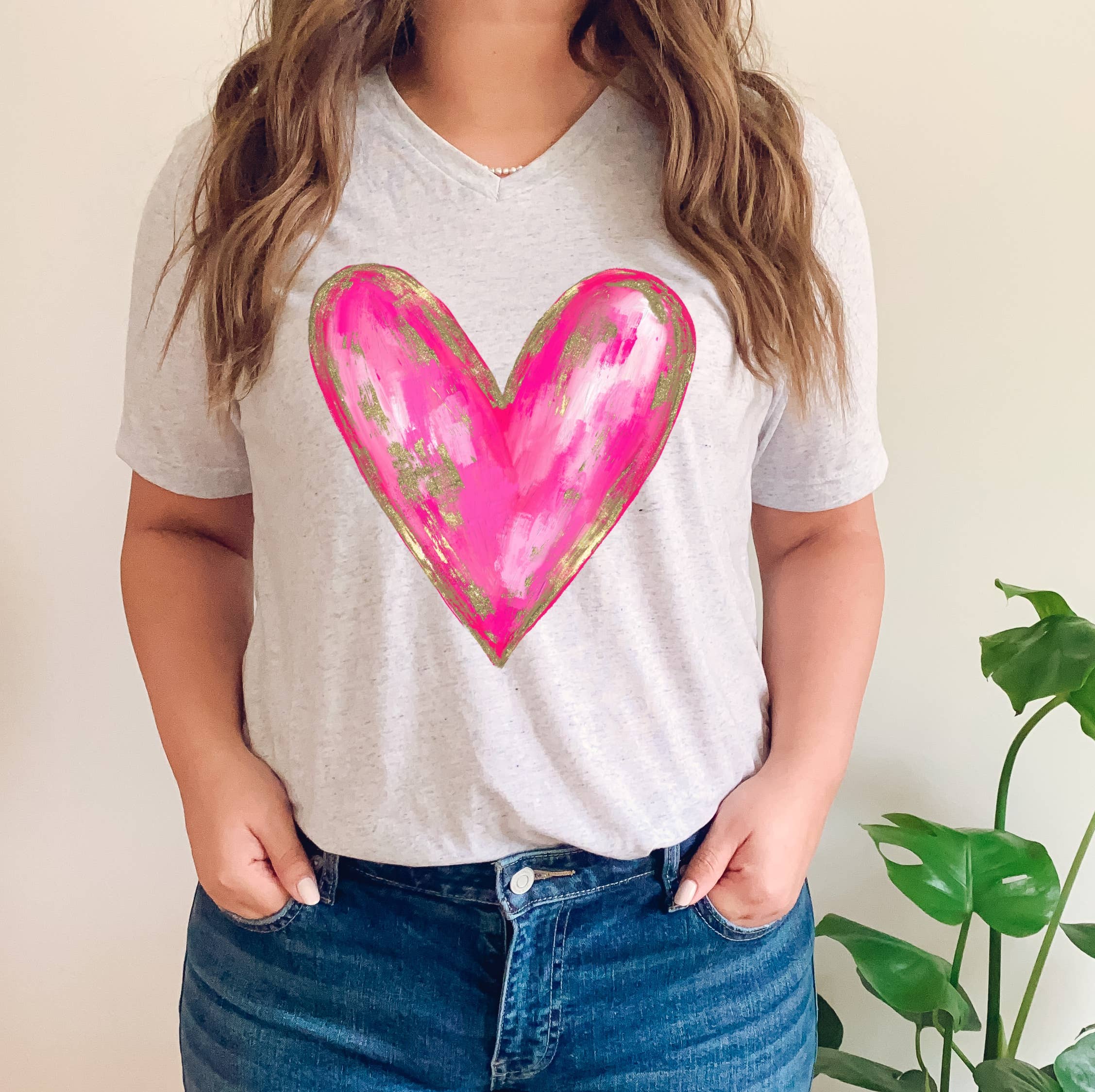 Faux Gold Foil Heart Valentine Tee